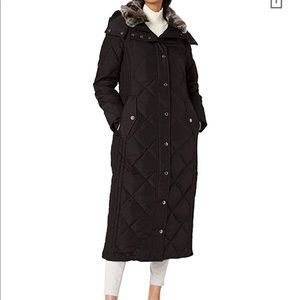 Ankle length puffer coat with hood